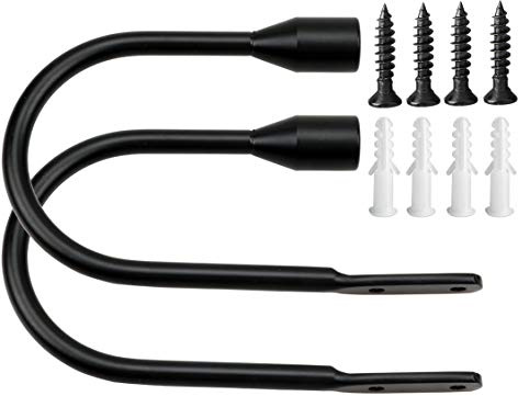 HSTYAIG Vorhang Raffhalter,Dekorativer Raffhalter für Gardinen Metall Vorhang Raffhalter Haken Holdbacks Tiebacks/Zugband Haken/Wand U Haken Vorhanghalter Raffhalter (Schwarz)