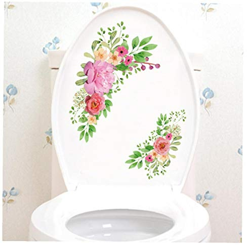 Byfri 1 Set Wc-sitze Aufkleber Toiletten-tür-Blumen-Aufkleber-Karikatur-Badezimmer Abziehbilder Für Dekorationen Supplies