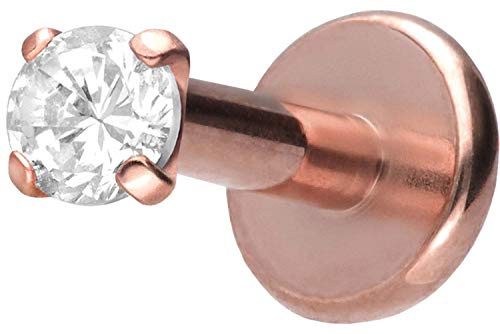 PIERCINGLINE Titan Labret Stecker Innengewinde | EINGEFASSTER KRISTALL | Piercing Lippe Nase Ohr | Farb & Größenauswahl