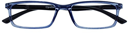 OPULIZE SEE Blaulichtfilter Lesebrille für Damen Herren, Blendfreie UV400-Schutz Federscharnier Anti-Müdigkeit, Rechteckiger Rahmen, Computerbrillen Gaming, Blau +0,00