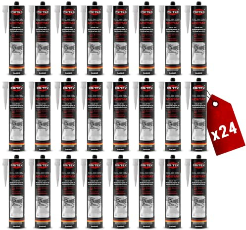 PRITEX Sanitär Silikon Transparent 24x300ml, Acetat für Bad & WC Dichtmasse