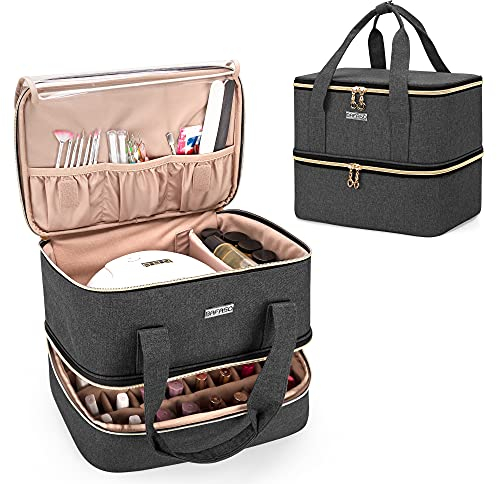 BAFASO Nail Polish Organiser Holds 40 Bottles (15ml - 0.5 fl.oz) and a Nail Lamp, Nail Polish Carrying Case with Manicure Tools Storage Sections (Bag Only), Black (Patented)