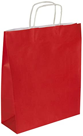 goodsforbusiness GmbH 450 x Papiertaschen Papiertüten rot, Gr. 18 x 08 x 22 cm | sehr stabile Papiertüten aus 100g/qm Kraftpapier mit Kordelgriff | stabile Papiertaschen