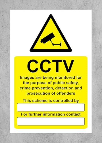 CCTV data compliant images are being monitored/recorded GDPR Safety sign - 1mm Plastic sign (300mm x 200mm)