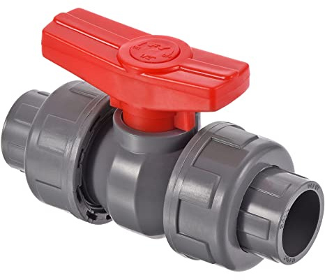 PATIKIL 20mm ID Double Union Ball Valve, 1 Pack PVC Socket Type Shut-Off Valve Switch for Water Flow Control, Gray