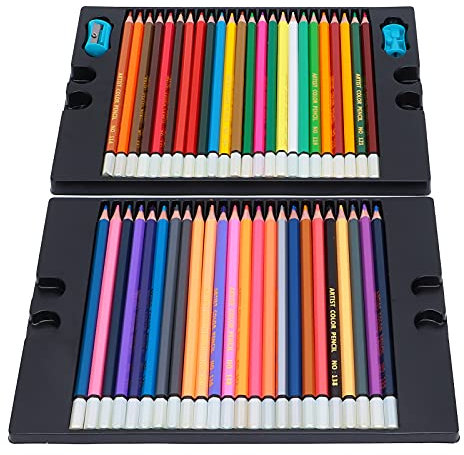 OUKENS Buntstift-Set, Lindenholz-Bleistift-Set, sechseckiger Künstlerbedarf mit weichem Kern, Ölpastellstifte für erwachsene Kinder zum Malen und Skizzieren(48 Farbminen)