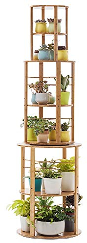 FLBT Blumentopfhalter Pflanzenständer Drehen 3-Schicht-Pflanzenständer Blumentopfregal Bodenstehendes Regal Pflanzenregale Blumentisch Outdoor Indoor Wohnzimmer Balkon Blumenständer