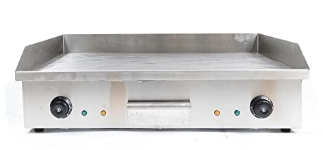 Placa parrilla eléctrica de acero inoxidable liso 4400 W, placa asadora eléctrica universal de mesa profesional, 72,7 cm x 40 cm