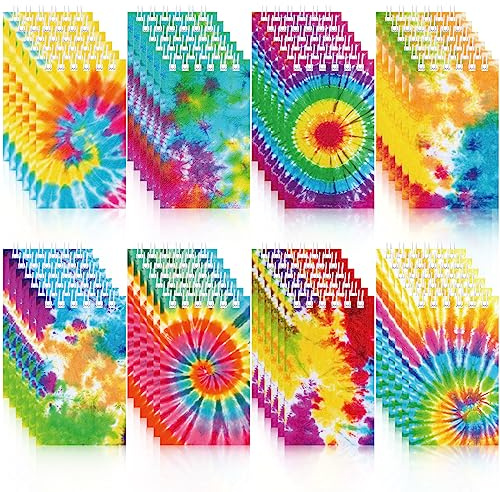 Zonon 48 Stück Mini Notizblöcke kinder Tie Dye Party Mitgebsel klein Spirale Notizbücher set Tasche Tagebücher Lustige notizbuch für Kunst Batikfärbung Geburtstag Partytüten Füllung , 8 Stile