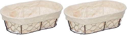 Delys-By-Verceral 513381 Corbeille à Pain Ovale Lin/Métal (Lot de 2)