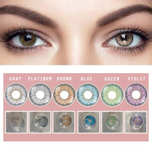 Sehr stark deckende und natürliche Kontaktlinsen SILIKON COMFORT NEUHEIT farbig - 1 Paar (2 Stück) - DIA 14.50 - ohne Stärke 0.00 Dioptrien (C-Platin)