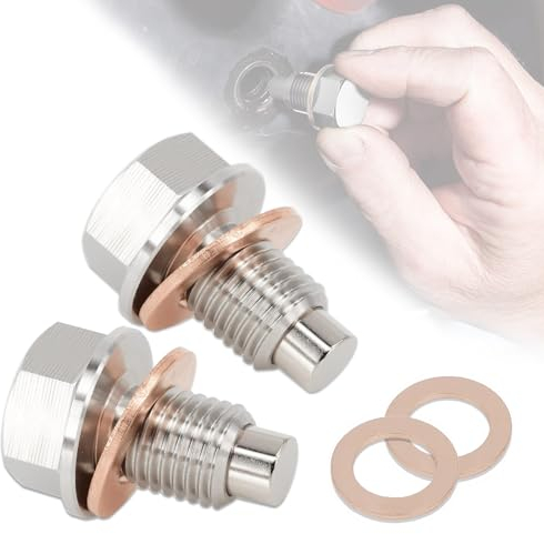 2 tornillos magnéticos de drenaje de aceite, M14 x 1,5, junta magnética, tuerca de drenaje de cárter de aceite, tornillo de drenaje de retorno, adaptador para coche con 4 juntas