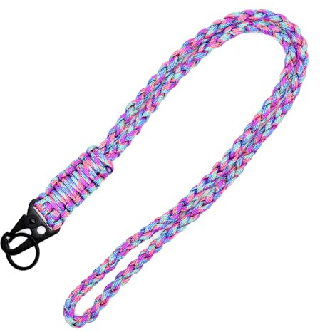 PAITOK Corde Paracorde robuste de pour hommes et femmes, Lanière de porte-clés tressée colorée pour clés, carte d'identité, badge, téléphone, appareil photo, activités de plein air (Coloré 4)