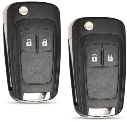 SLshiBo 2 Stück Autoschlüssel Gehäuse 2 Tasten für Opel Astra J mit Rohling | Mit Schlüsselrohling, für Opel Insignia A, Mokka, Meriva B, Corsa E, Karl, Zafira C, Adam, Cascada, Movano, ohne Elektronik