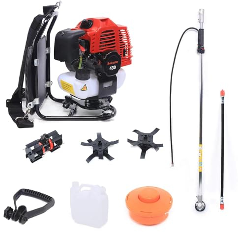 Benzin Motorsense, 43cc 2-Takt Benzin-Rasentrimmer, 3in1 1250W Multitool Strimmer-1.7HP Bis zu 8500rpm, mit Schalldämpfer 1L Kraftstofftank Kapazität