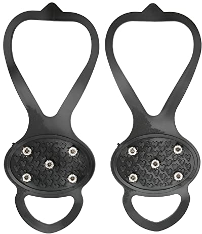HERCHR Steigeisen, 1 Paar/Set 5 Zähne Eisklauen Rutschfestigkeit Kletterschuhspikes Stiefel rutschfeste Eisklampen Schuhgriffe Zum Wandern Bodenberg