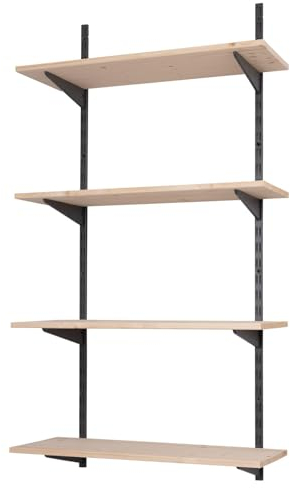 BOOMET · Wandregal Bausatz mit Boden · Höhe: 150 cm · 4 Ebenen in 80 x 20 cm (B x T) · Farbe: Anthrazit · 42 Varianten · Stahl Regalträger · einfache Montage · bis zu 55kg Traglast