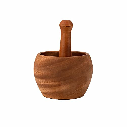 ISCBAFYX Mörser- und Stößel-Set aus Holz – vielseitige manuelle Mühle für Gewürze, Nüsse und Knoblauch – große Größe (L)