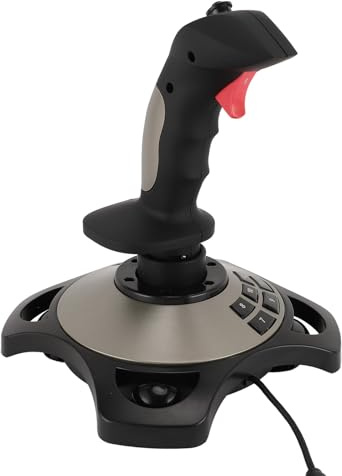 Cuifati PC-Flug-Joystick, Kabelgebundener Flight-Stick mit Vibrationsfunktion, Gassteuerung, 4 Achsen, 12 Programmierbare Tasten, Kompatibel mit 7 8 10 11 für PC Laptop