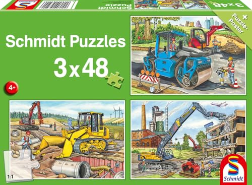 Schmidt 56520 Meine liebsten Baustellenfahrzeuge, 3x48 Teile Puzzle