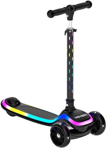 Hover-1 Chroma Folding Kick Scooter for Kids with Multicolor Wheel Lights, 3” Front Wheels, Rear Foot Brake, and 110 LB Weight Capacity
