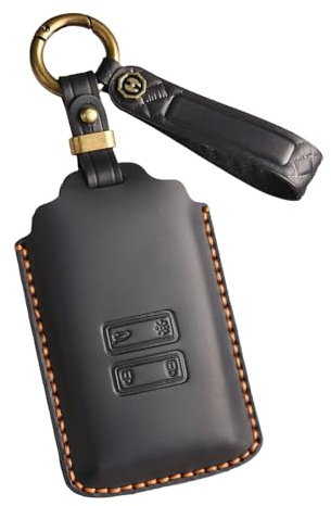 ontto Autoschlüsselhülle Cover Schlüsselanhänger Passt für Renault Austral Arkana Megane Clio 5 Kadjar Dacia Duster Sandero Schutzhülle Schlüsselbox Schlüsseletui Echtleder Schlüsselhülle-Schwarz