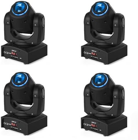 4PCS 50W Beam Moving Head Bühnenlicht RGBW LED, 8 Gobos 8 Farben Strobe Effekt DMX512 Party Licht Professionelles Equipment für DJ Bühne Disco KTV