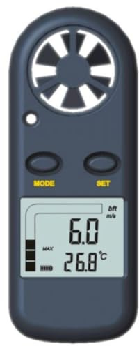 Anémomètre Thermomètre Digital de Poche, Mesure Vitesse du Vent et Température, Écran LCD