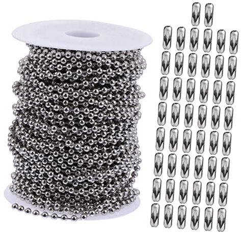 Beatifufu 1set Stainless Steel Chain Necklace Buckles Crafting and Keychain Accessories Resistant Bead Chain for Jewelry Making
