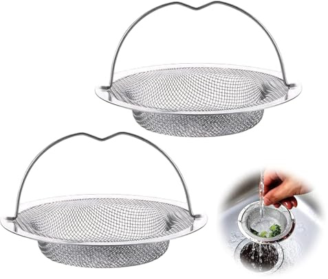 2PCS Sieb für Spülbecken Edelstahl Abflusssieb Küchenspüle mit Griff Abflusssieb Waschbecken für Küchen- & Badezimmerabflüsse Waschbecken Sieb Küche Geeignet für Spülbecken mit 7,5–11 cm Durchmesser