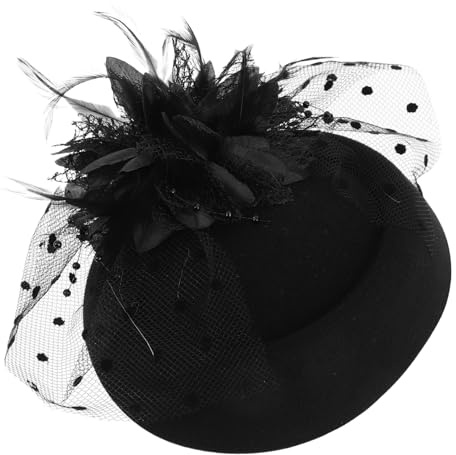 FRCOLOR Chapeau à fleurs rétro pince à cheveux plume rétro coiffe de thé pince à cheveux chapeau plume coiffure carnaval femme coiffure féminine élégante Black