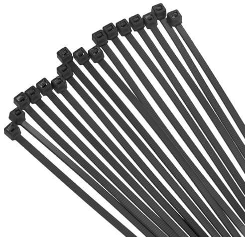 sourcing map 100PCS Cable Zip Ties 8 Inch, Self-Locking Nylon Wire Ties with 30 lbs Tensile Strength for Indoor and Outdoor, Black