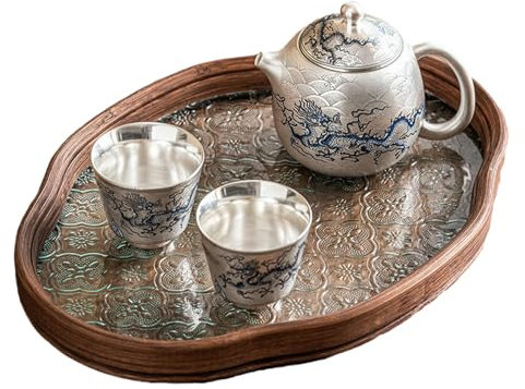 Liu Yin Blau-Weiß-Drachen-Dan-Kanne, Kung-Fu-Teeset für Zuhause, eine Kanne, zwei Tassen + Begonien-Teller
