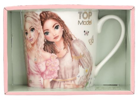 Depesche 13540 TOPModel Summer Feeling - Taza en Blanco, con Motivo de Modelo, Flores y Eslogan, Taza de Porcelana con asa, Capacidad Aprox. 300 ml