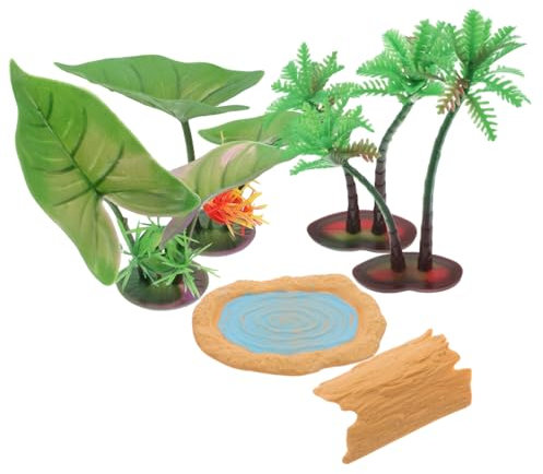 Sosoport Juego de Accesorios para Estanque de Zen Hojas de Flotantes Miniatura Árboles y Bloques de Madera Decoración de para Estanques de Peces 22g