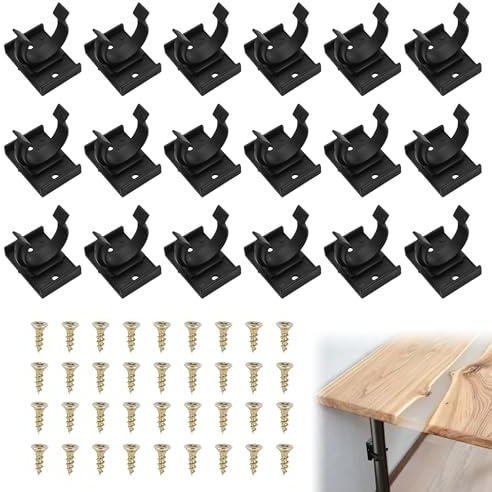 18PCS Kitchen Plinth clip Kickboard Clips with 36 Screws, Black Cabinet Plinth Bracket Fits 28-32mm Diameter Durable Board