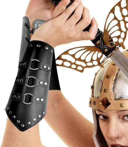 Protectores de Brazo de | Pulsera de guantelete Medieval | Brazaletes de protección de Brazo de Batalla de Caballeros Largos | Armadura de Disfraz Adecuada para Larp, Cosplay, Feria renacentista