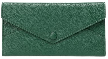 ROEUIPG Diebstahlsichere Geldbörse for Damen, Litschi-Druck, weiches Leder, Lange Umschlagbrieftasche, ultradünn, tragbar, einfache Handtasche(Green)