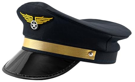 Gorra de piloto de aerolínea, gorra de poliéster ajustable y cómoda, perfecta para fiestas de Halloween, juegos de rol de disfraces, hombres y mujeres adultos, accesorio de parasol de, uso de