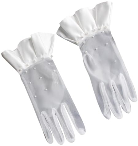 NTCLHFXU Elegante, verzierte Brauthandschuhe, kurze Länge, atmungsaktives Design für Hochzeitszeremonien und formelle, elegante Brauthandschuhe mit Perlen