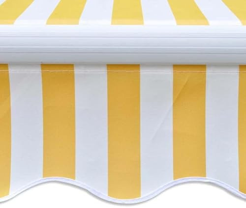 Auvent à bras articulé, motorisé, 400 cm, jaune/blanc, cadre en aluminium avec renfort en métal et tissu enduit de polyuréthane, protection solaire parfaite pour terrasse et jardin