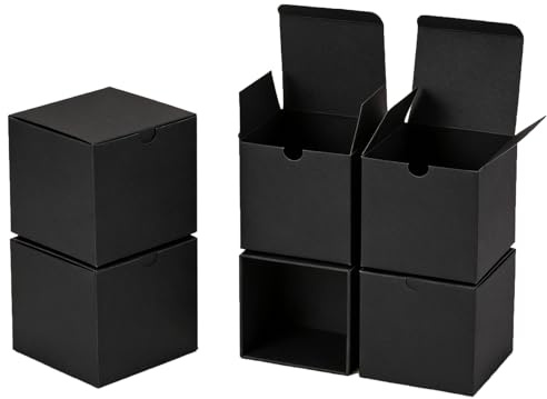50 Stk Geschenkboxen Kraftpapier, Karton Schachteln, Pappschachteln mit Deckel, Geschenkbox Quadratisch für Geschenke, Geburtstag, Party, Hochzeit - 5 x 5 x 5 cm Schwarz