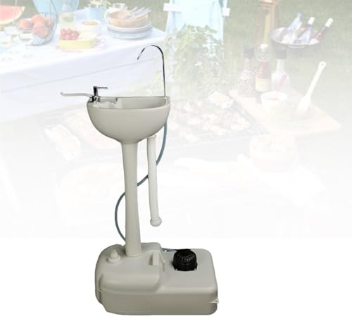 KAIKAFEI Lavandino Portatile da Esterno,Lavello Portatile Cantieri con Lavandino Portatile con Pompa a Pedale, Stazione Lavamani Portatile per Giardino, Campeggio(17L)