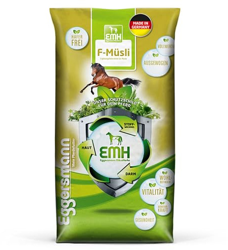 Eggersmann EMH F-Müsli - Aliment concentré de muesli pour Chevaux sans Avoine pour Chevaux - 25kg Aliment Naturel pour Chevaux avec des nutriments équilibrés