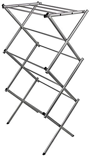 Home Vida Accordion Drying Rack – 3-Tier X-Frame Clothes Airer with Foldable Metal Design, Indoor/Outdoor Use, Silver