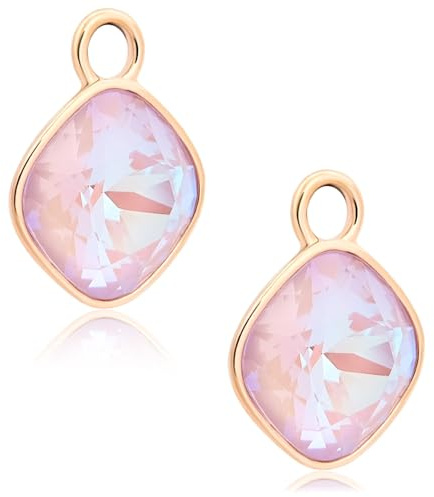 Charm Anhänger 2 Stück Rosegold 925 Sterling Silber für Creolen Kkristalle NOBEL SCHMUCK
