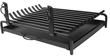 Imex El Zorro – Parrilla Chimenea con Cajón | 60x47x33 cm | Hierro Forjado Resistente con Cajón Recogecenizas | Ideal para Chimeneas, Estufas y Barbacoas de Leña o Carbón