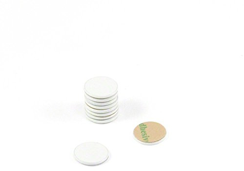 Disco in acciaio dolce verniciato bianco con adesivo 3M per arte, artigianato, modellismo, fai da te e hobby, diametro 10 mm x spessore 1 mm, confezione da 100 pezzi