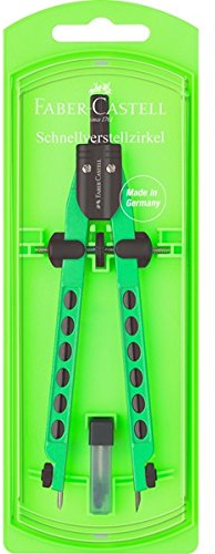 Faber-Castell 174335 - Schnellverstellzirkel, Factory Neon (Grün)
