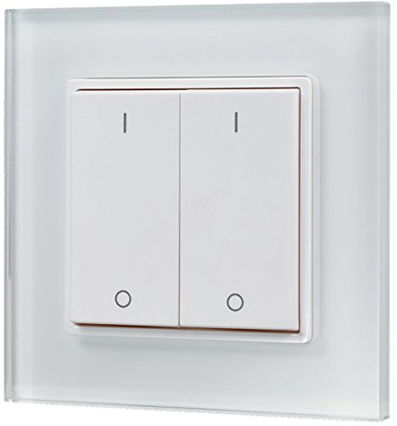 iluminize Design Wand-Dimmer Funk: mit Wippschalter zur Steuerung von weißen LEDs, 2 Zonen, 3V batteriebetrieben, KEIN Universal-Dimmer: Funk Controller ist erforderlich! (2 Lichtzonen)